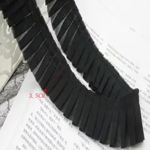 5 м/лот 3,5 см широкий черный шифон плиссированные кружева ручная отделка одежды плиссированная ткань кружевная ткань SC374