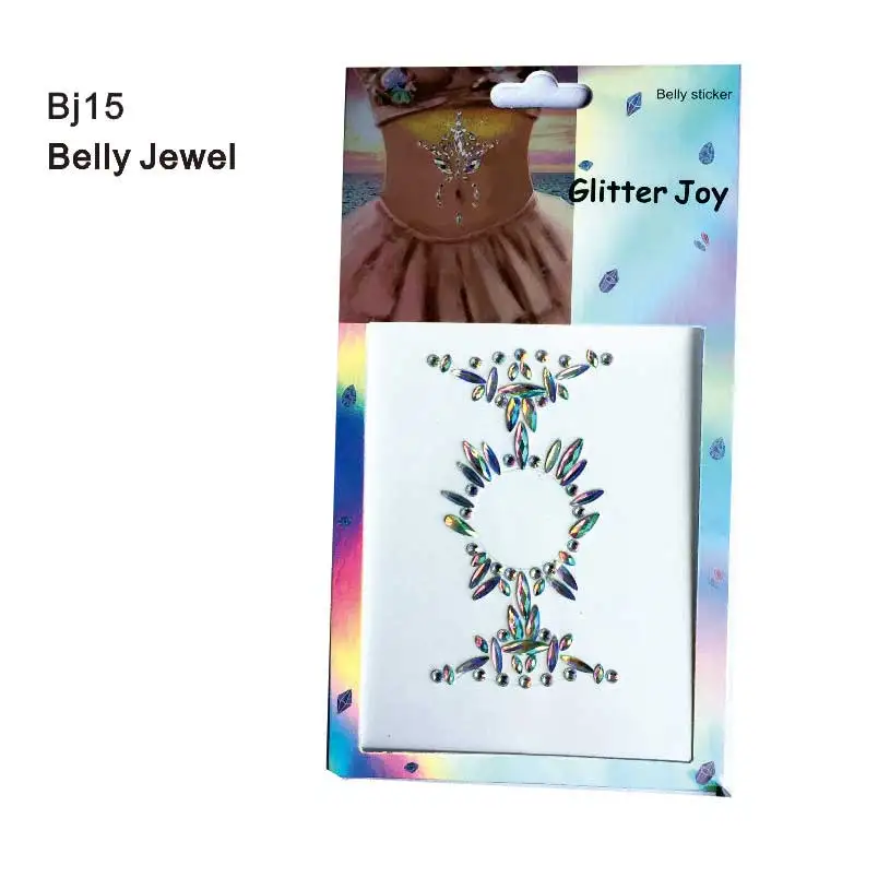 Glitterjoy 1 шт. хорошее качество живота тела Стразы ювелирные изделия Самоклеющиеся татуировки Стикеры для Рейв, фестиваль - Цвет: BJ15