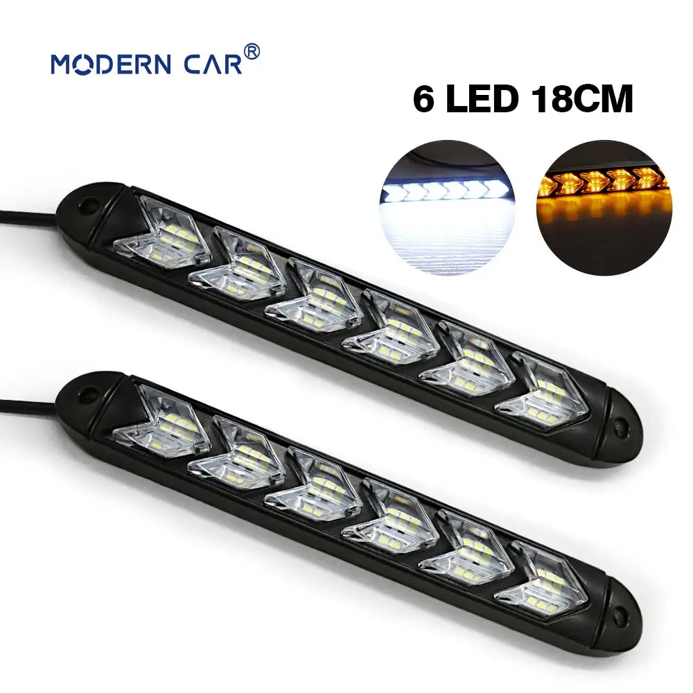 MODERN CAR Flexible Daytime Running Light Switchback LED Knight Rider Strip Light Headlight Arrow Flasher DRL Turn Signal Lights