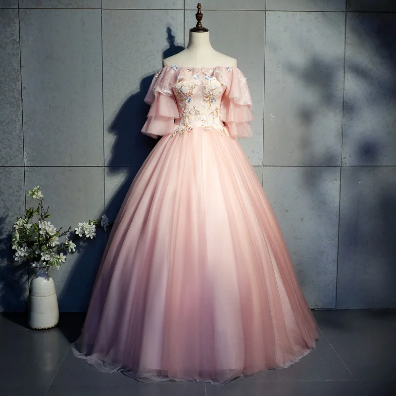 

Plus Size 6XL Pink Off-Shoulder Luxury Wedding Bridal Party Dress Women Evening Formal Dress Ball Gown For Lady Large Size 5XL