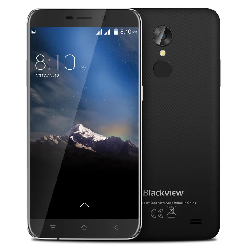 Blackview A10 5,0 дюймов ips HD смартфон четырехъядерный MT6580A Android 7,0 мобильный телефон 2 Гб ОЗУ 16 Гб ПЗУ мобильный телефон 2800 мАч WCDMA GSM - Цвет: Черный