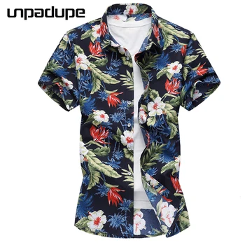 

2018 Short Sleeve Mens Hawaiian Shirt Male Casual Camisa Masculina Flower Print Beach Summer Shirts Brand Clothing Men Plue Size