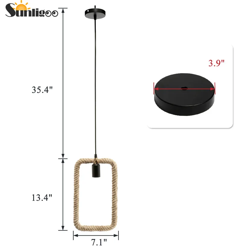 Sunligoo Европейский ретро стиль черный металл с пеньковой веревкой птичья клетка Алмазная Пирамида Форма Потолочный подвесной светильник абажуры 1 шт