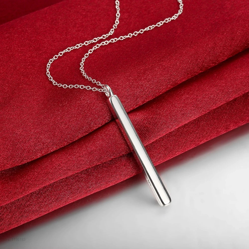 

Line Needle 925 stamped silver plated Long Pendant Necklace Simple and Romantic Style Fashion Jewelry Valentine's Gift for Women