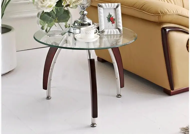 Free shipping Toughened glass tea table. The circular transparent small round table.