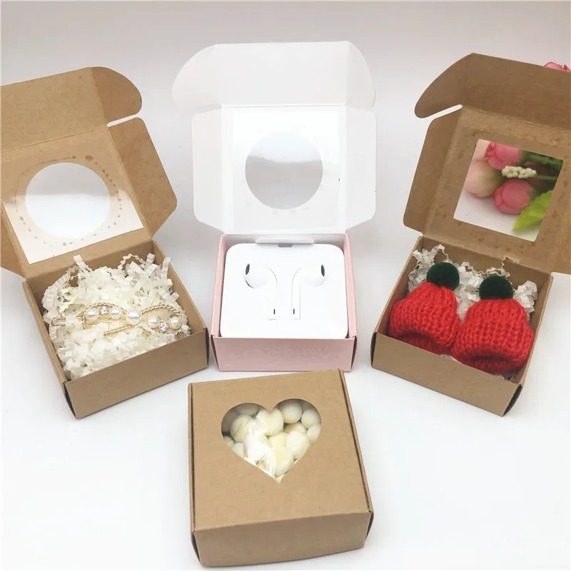 

New Arrival Packaging Boxes 1pcs per lot Handmade Love Gift Paper Boxes With Heart PVC Window Wedding Favors 6.5x6.5x3cm