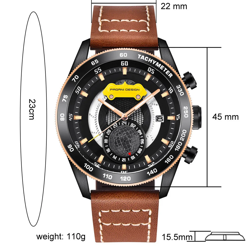 

PAGANI DESIGN Brand Watch Men Chronograph Quartz Wristwatch Full Steel Waterproof Sport Mens Watches Men's Clock reloj hombre