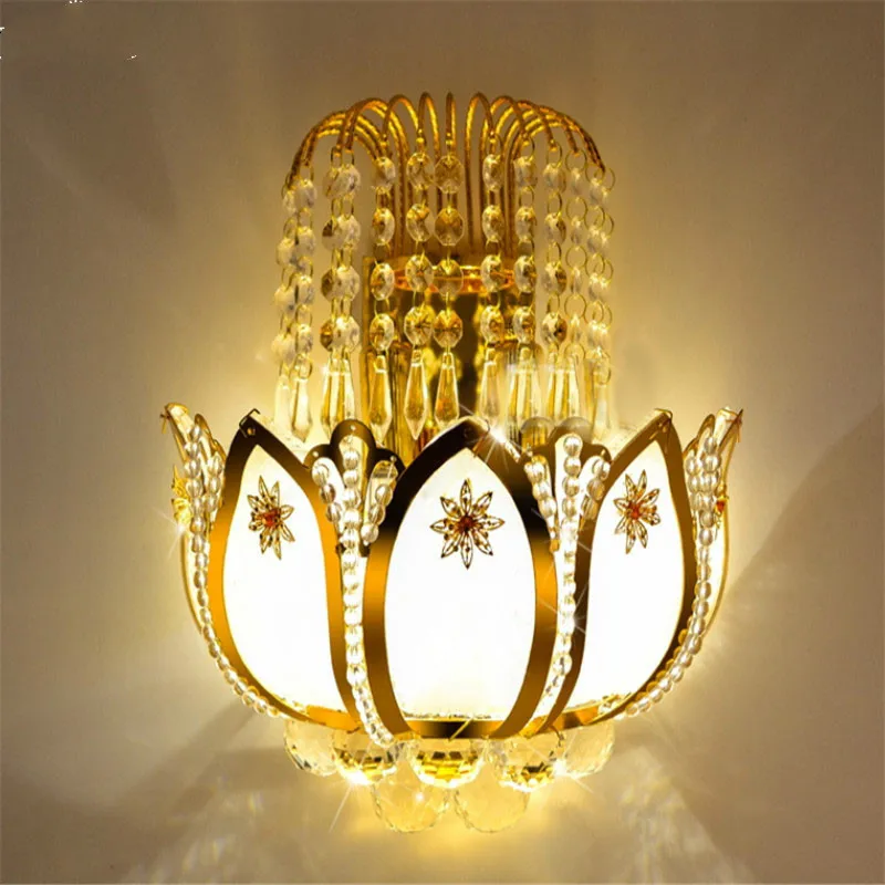 Gold Crystal led Wall Sconces Lamps for Bedroom Living Room Bedside Bathroom font b Closet b