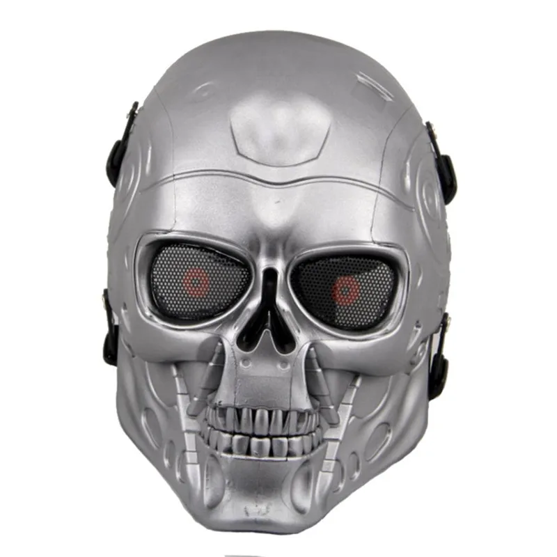 DC10 Терминатор T800 очки для страйкбола Тактические полный уход за кожей лица металлическая сетчатая защитная маска военный Открытый Военная игра Пейнтбол с маска для лица - Цвет: Silver