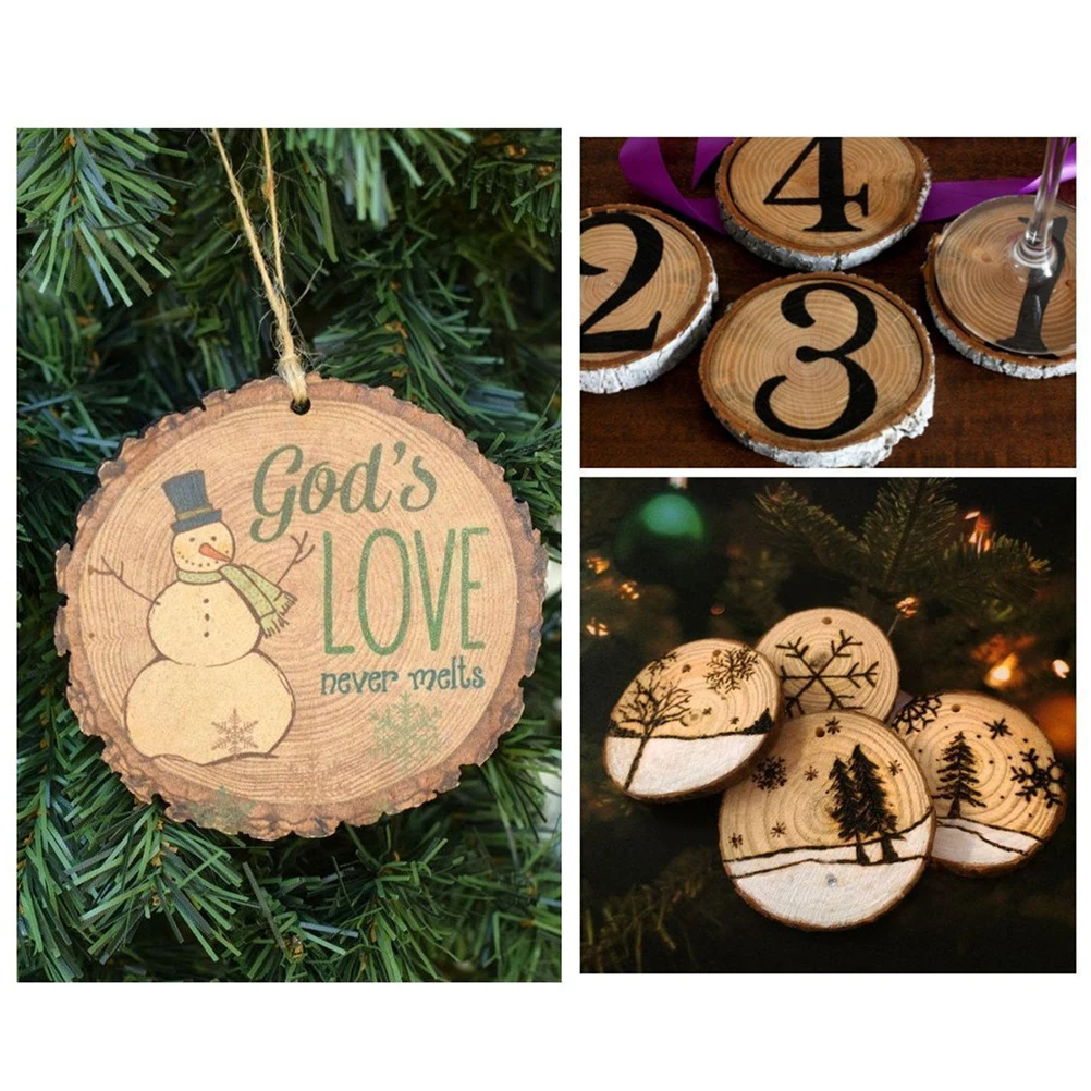 

30pcs 6-8CM Wood Log Slices Discs for DIY Crafts Wedding Centerpieces with 10M Jute Twine