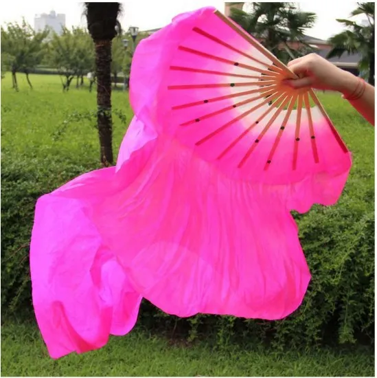 

1pcs New Belly Dance Bamboo Long Silk Fans Veils 7 Colors Hand Made Silk Dance Fan 1.8m