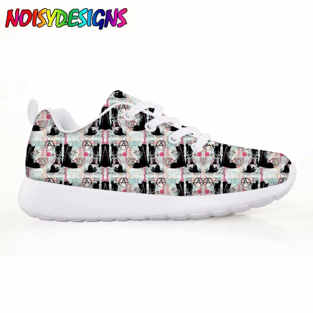 

Girls Casual Sneakers Flats Punk rock pattern with skulls bones Pattern Comfortable Kids Shoes for Child Light Weight Student