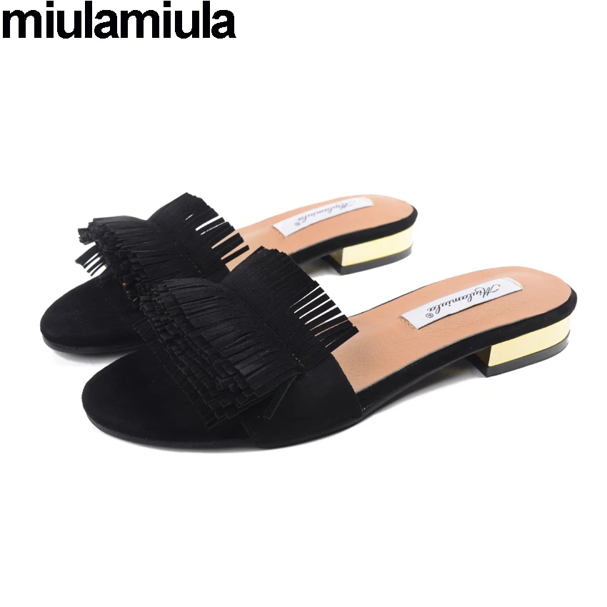 square low heel slides