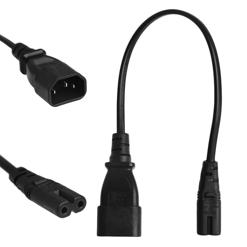 

IEC 3-Pin Kettle C14 Male To C7 Female Converter Adapter Cable For PDU UPS 30CM