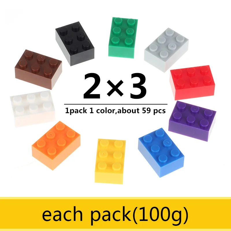 

2x3 Bulk Bricks Classic Base Building Blocks Colorful Enlighten Bricks Learning Toys For Kid Each Pack 100g About 59 PCS