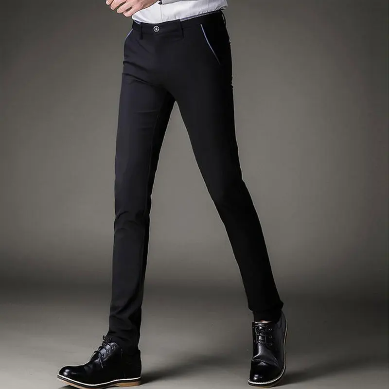 2018 Spring Summer Men's Business Pants Korean Slim Fit Skinny Stretch ...