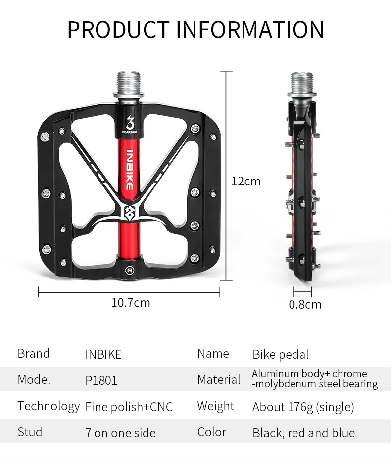 INBIKE, Ультралегкая профессиональная велосипедная педаль, противоскользящая горная велосипедная педаль, 3 цвета, герметичный подшипник, педали, велосипедные аксессуары