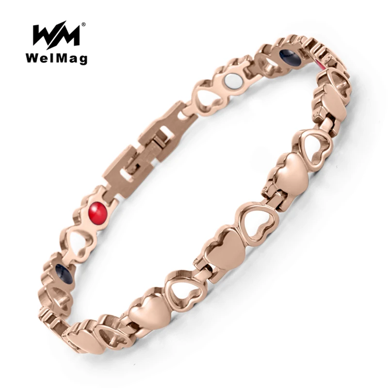 

WelMag women bio bracelet Healing Magnetic Bracelet Bangles Energy Bio Wristband Stainless Steel Jewelry Friendship Gifts