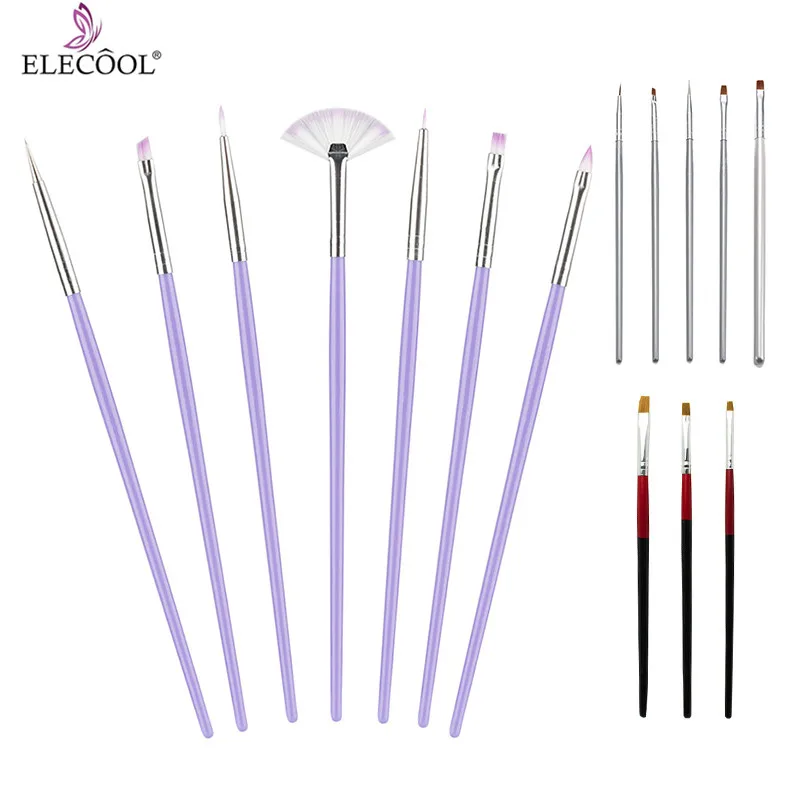 

ELECOOL 15/7/5/3/1Pcs Nail Polish Painting Drawing liner brushes Nail Art Borstel Brushes for Manicure Nail Art Brushes for Gel