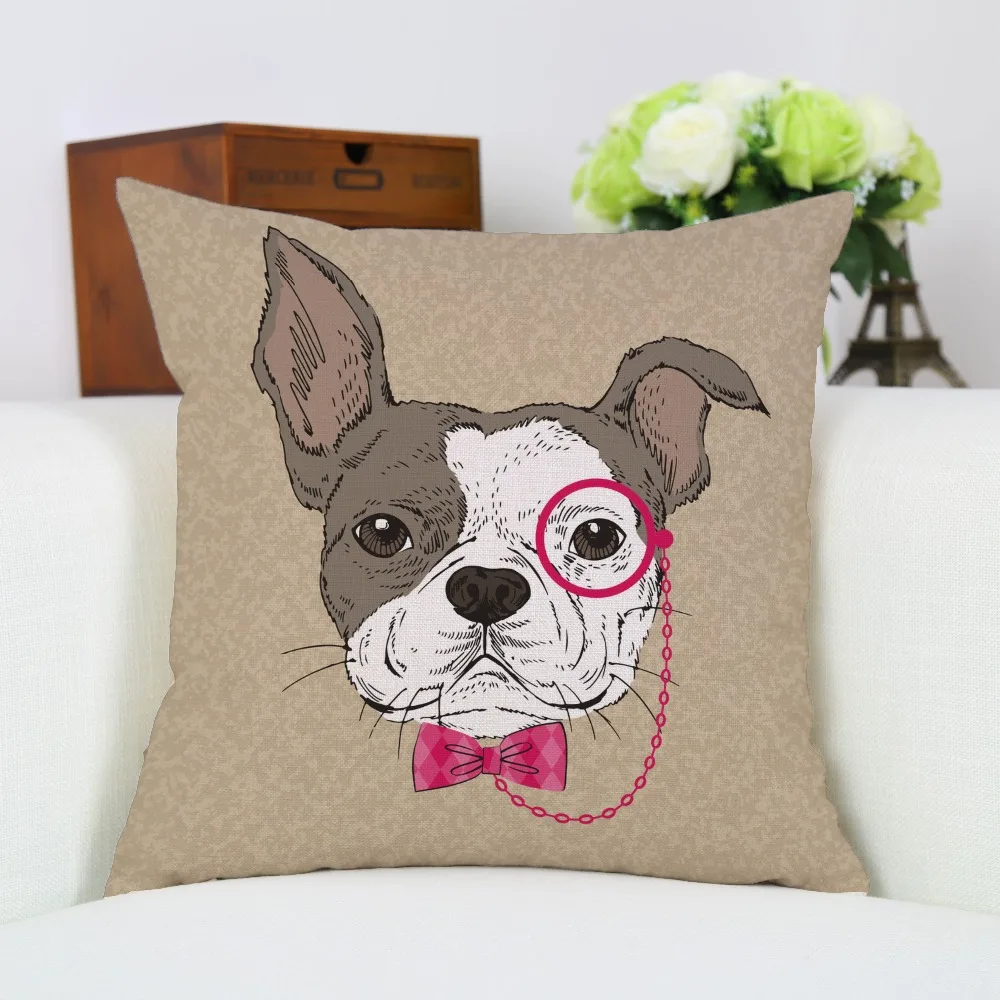 جميل الكلاب للأسرة البوص القطن غطاء وسادة المنزل كنبة مكتب مربع كيس وسادة الزخرفية غطاء الوسادة s