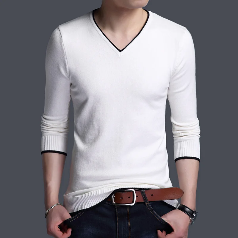 New arrival Spring autumn Men Casual long sleeve T-shirt men V neck European Style knitted Sweater Tops Tees mens clothing