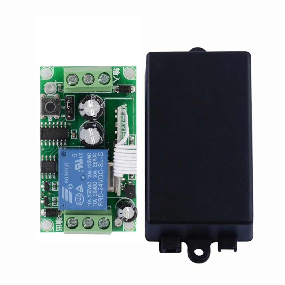 

24V DC 1 CH Way Relay Remote Switch NO COM NC 10A Relay Receiver ASK Learning Code MomentaryToggle Latched 315/433.92MHZ