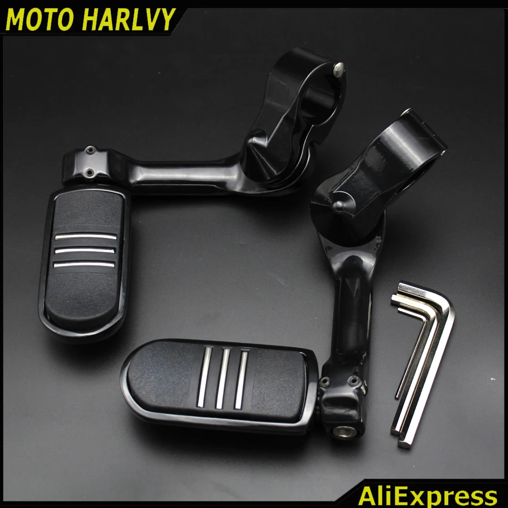 High quality 1 1/4" Long Angled Streamline Highway Engine Guard Foot