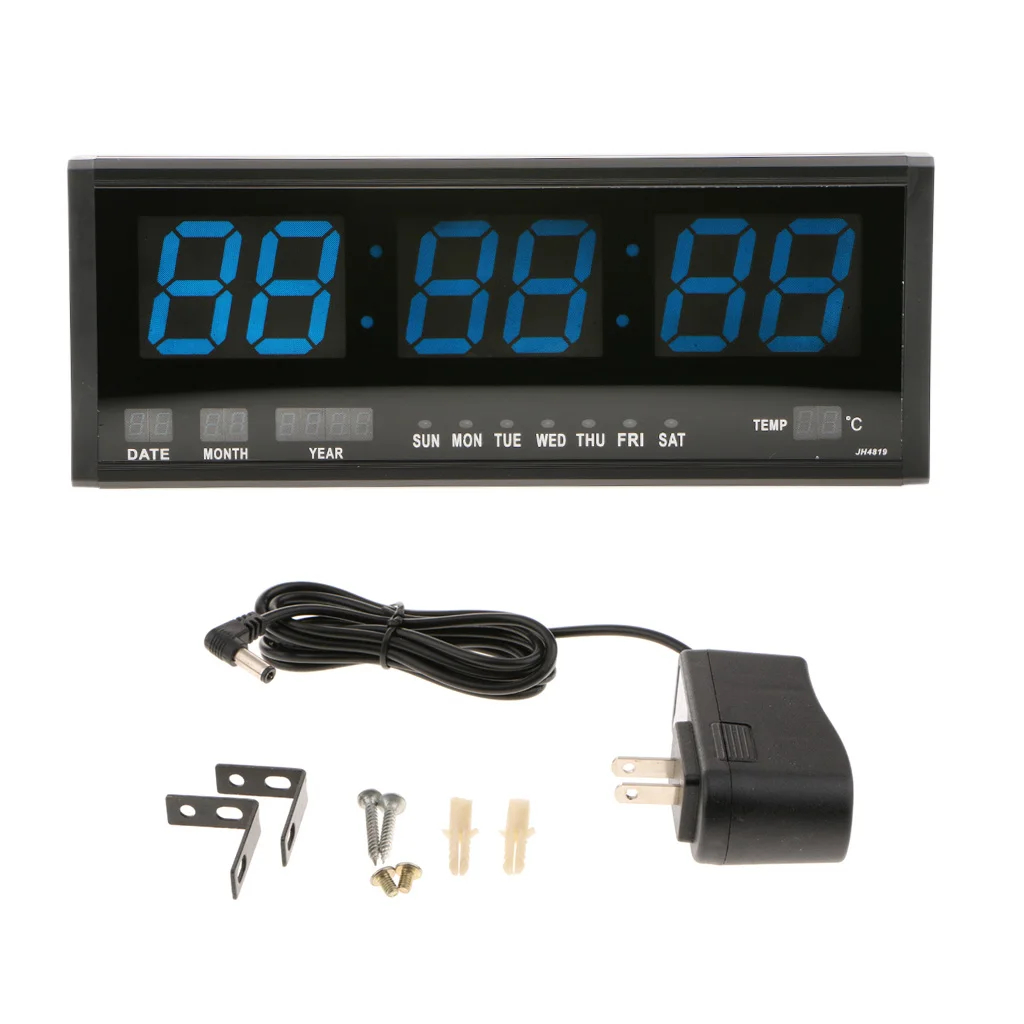 Digital LED Calendar Clock Large Jumbo Display Desk Wall Clock With Thermometer Temperature Display US Plug