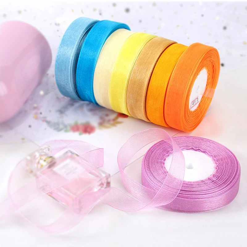 

45 M/Roll Wide 2CM Satin Snow Yarn Christmas Ribbon Wedding Cake DIY Hat Candy Box Decor Colorful Packing Home Decoration P068