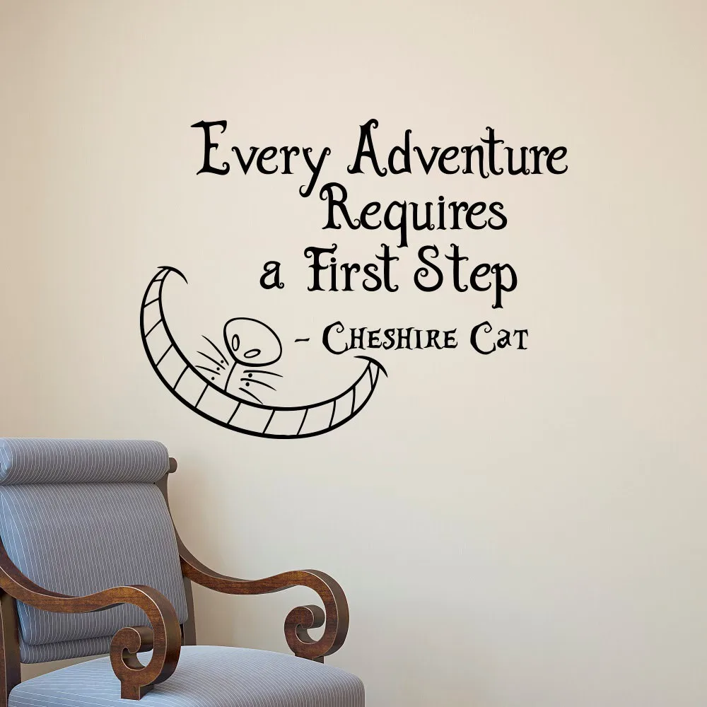 Kids Bedroom Home Decor Wall Sticker Alice In Wonderland Famous Saying Every Adventure Requires Quotes Wall Sticker Wall Stickers Aliexpress