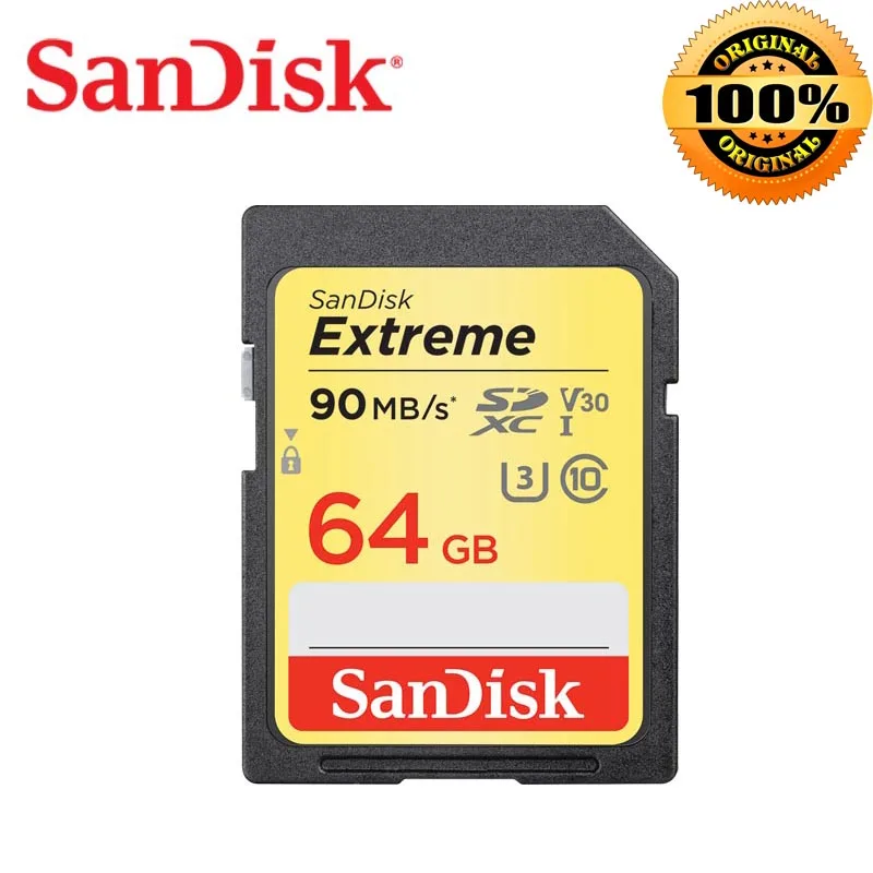 Двойной Флеш-накопитель SanDisk Extreme SD карта 32 Гб SDHC/SDXC карты памяти 128 ГБ sd-карта 64 Гб cartao de memoria U3 Class10 90 МБ/с. для Canon Камера