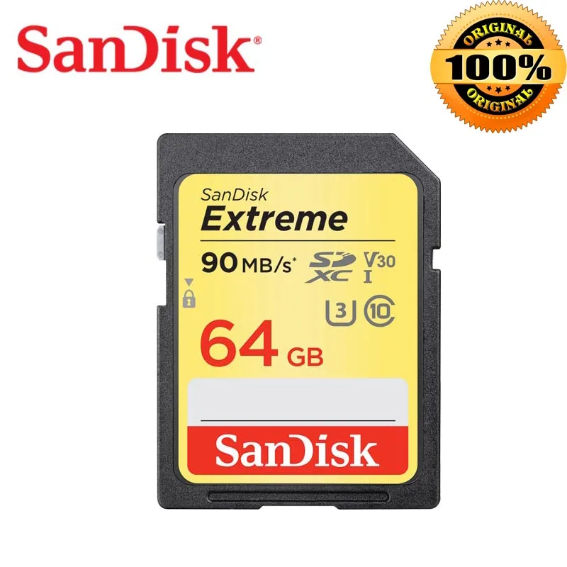 

SanDisk Extreme SD card 32GB SDHC/SDXC memory card 128GB carte sd 64GB cartao de memoria U3 Class10 90mb/s for Canon Camera