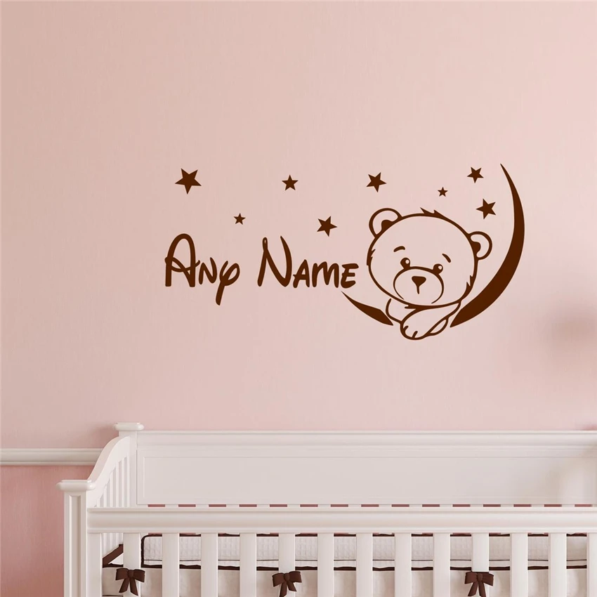 

Bear Customized Personalized Name Children Art Home Decor Nursery Kids Room Vinyl Sticker Decal Removable Wall Sticker L144