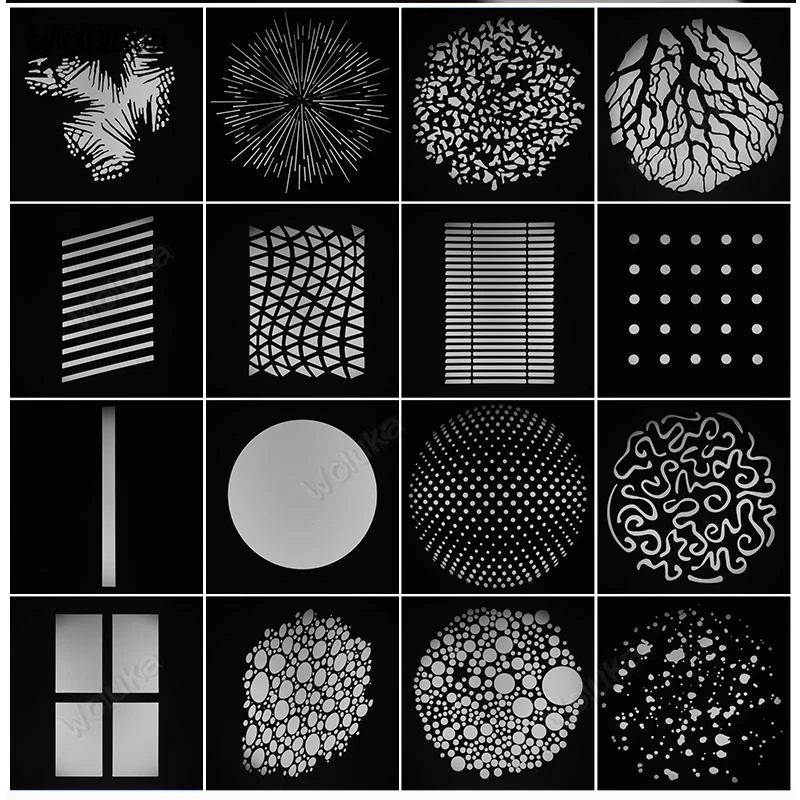 16 шт. гобо оптическое пятно конический Snoot слайдер графика Универсальный фон Сделай Сам светильник эффект узор луч карты CD05 T10
