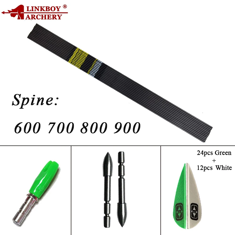 

Archery Carbon Arrow Shaft 30'' ID4.2 mm arrows Pin Nock Vanes 80gr Points broadhead Compound Recurve Bow hunting 12PCs