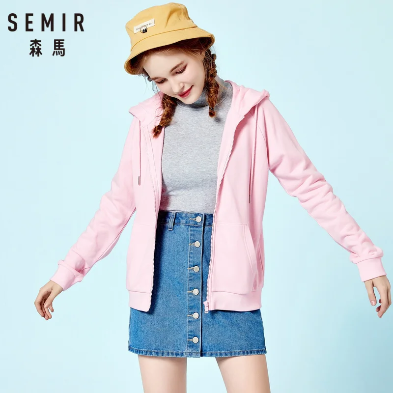 SEMIR Women Slim Fit Zip Hoodie with Slant Pocket Hooded Jacket with Full Zip Women's Sports Jacket with Elastic Drawstring Hood SEMIR Women Slim Fit Zip Hoodie with Slant Pocket Hooded Jacket with Full Zip Women's Sports Jacket with Elastic Drawstring Hood