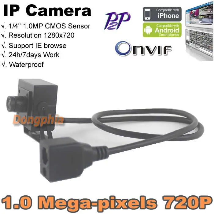 720P Mini IP Camera 42x42mm Megapixel 1/4" CMOS Sensor 1280x720 H.264 mobile device support wired | Безопасность и защита