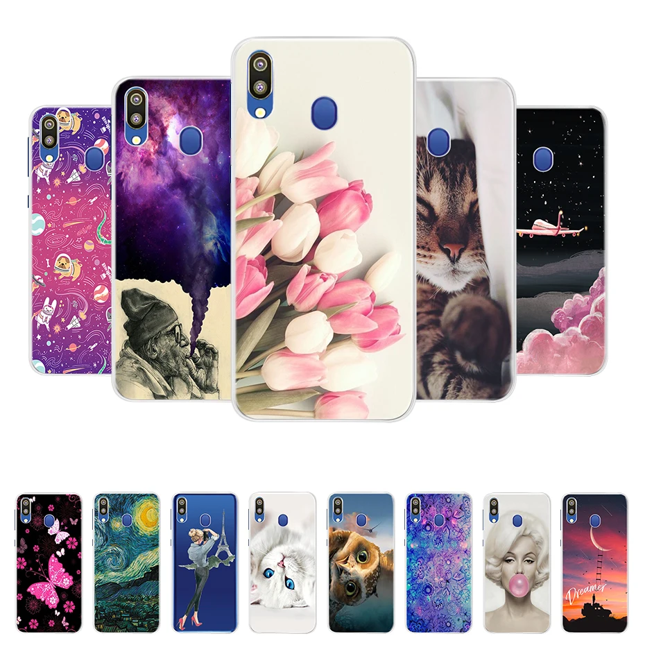 لسامسونج غالاكسي M20 حالات غالاكسي M20 M30 غطاء لينة سيليكون حالة الهاتف الغلاف الخلفي لسامسونج غالاكسي M10 M20 الوفير كوكه