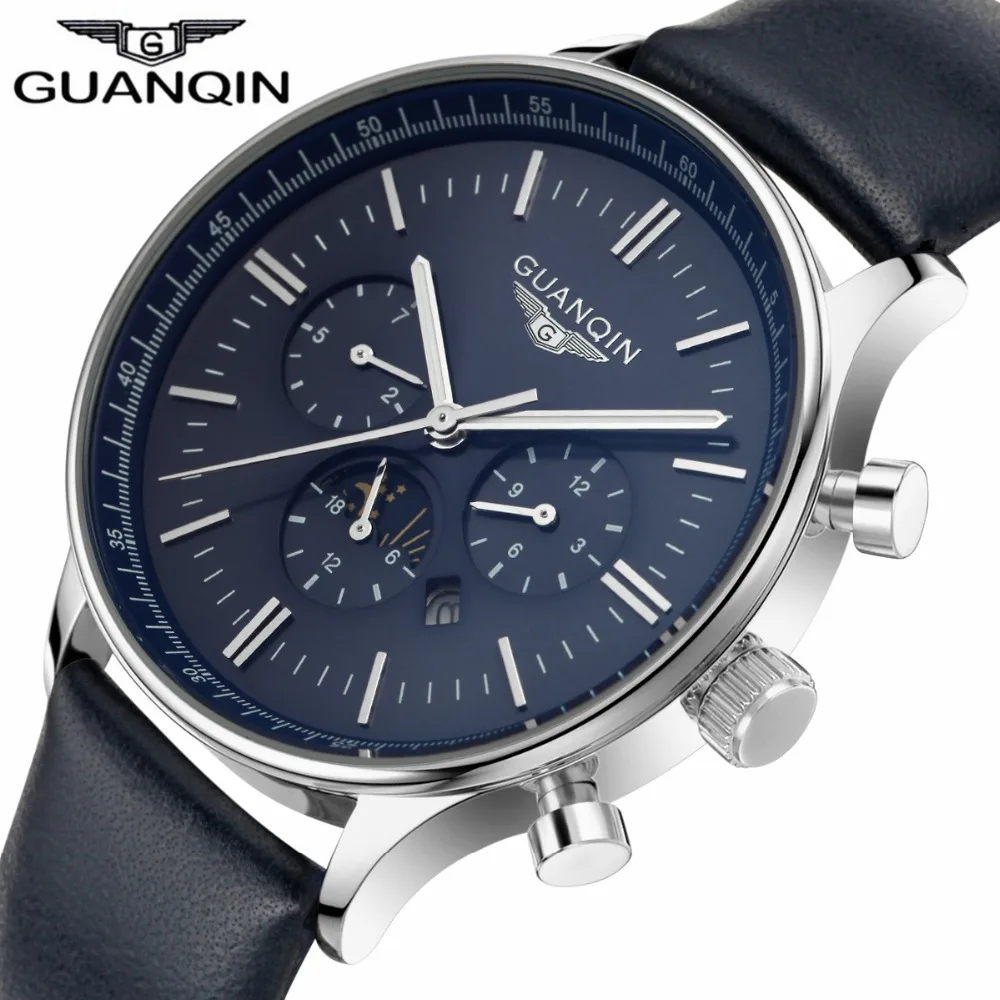 2016 GUANQIN Fashion Watches Men Luxury Brand Men s Quartz Hour Date Clock Sports Watch Man