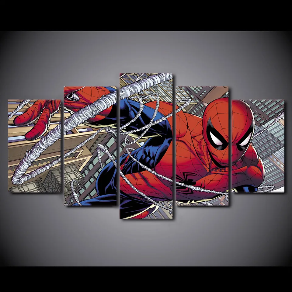 

Modern Painting On Canvas Wall Art Frame Home Decor HD Printed 5 Pieces Movie Modular Pictures Comics Spider Man Poster