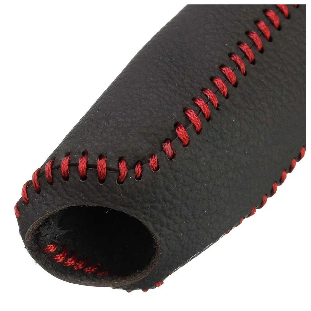 Кожаный защитный рукав для ручного тормоза Honda / Accord Civic 8 черный + красная линия|hand