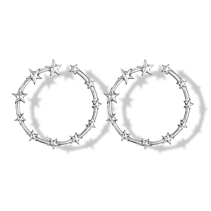 Wholesale Alloy Hoop Earring Golden Star Ring Shaped Loop Metal Earrings For Girls