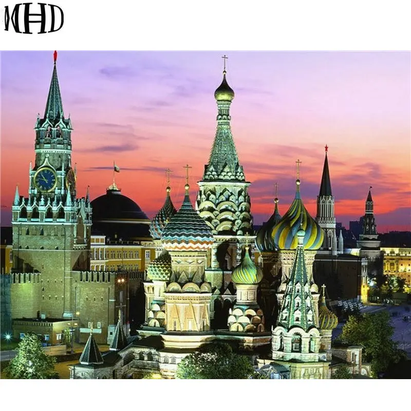 MHD 2020 новый 5d diy алмазная живопись замок русская архитектура церковь полный