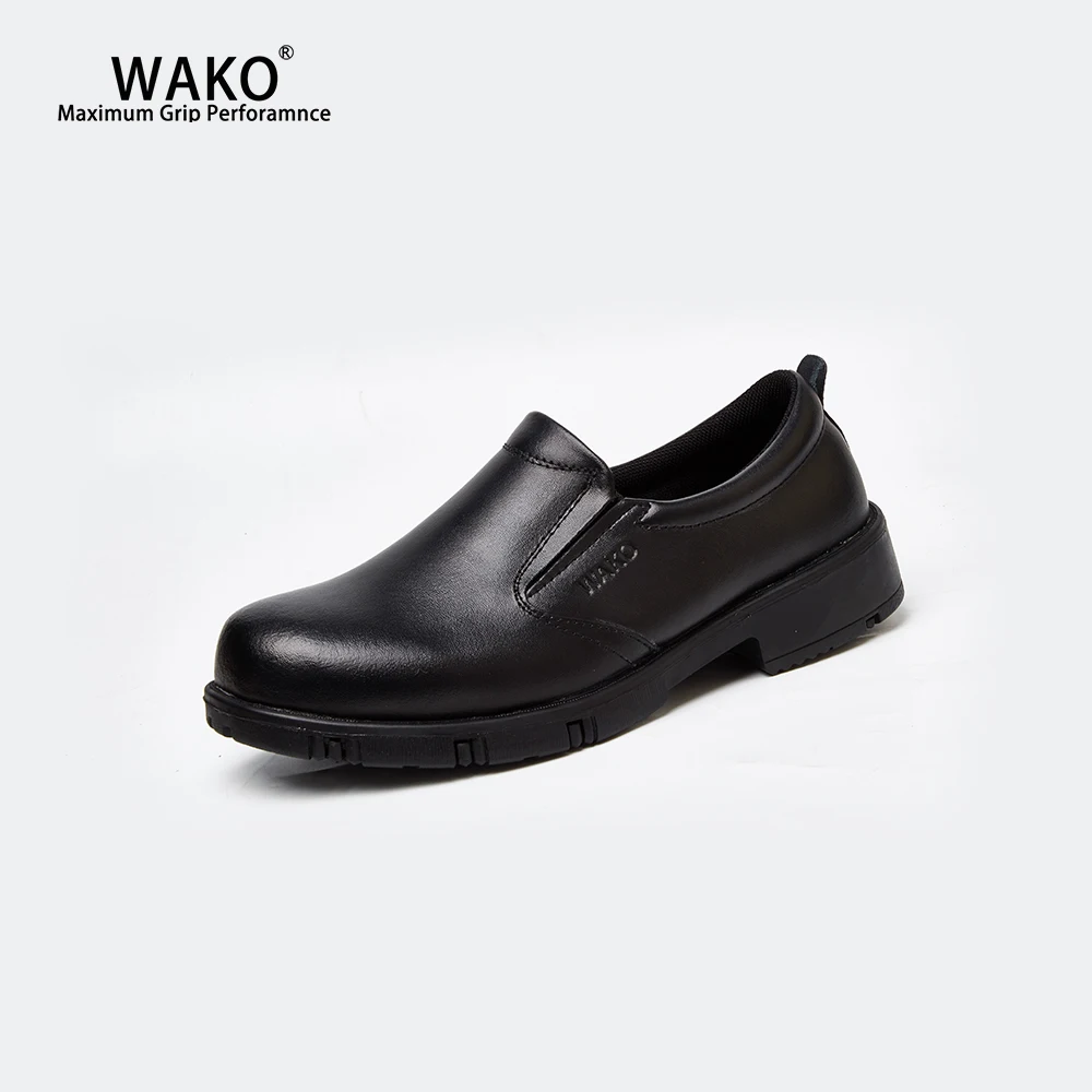 WAKO Chef Shoes Men Anti-Skid Non-Slip Kitchen Cook Work Shoes Black Leather Shoes For Hotel Restaurant Hospital Factory 9802 WAKO Chef Shoes Men Anti-Skid Non-Slip Kitchen Cook Work Shoes Black Leather Shoes For Hotel Restaurant Hospital Factory 9802