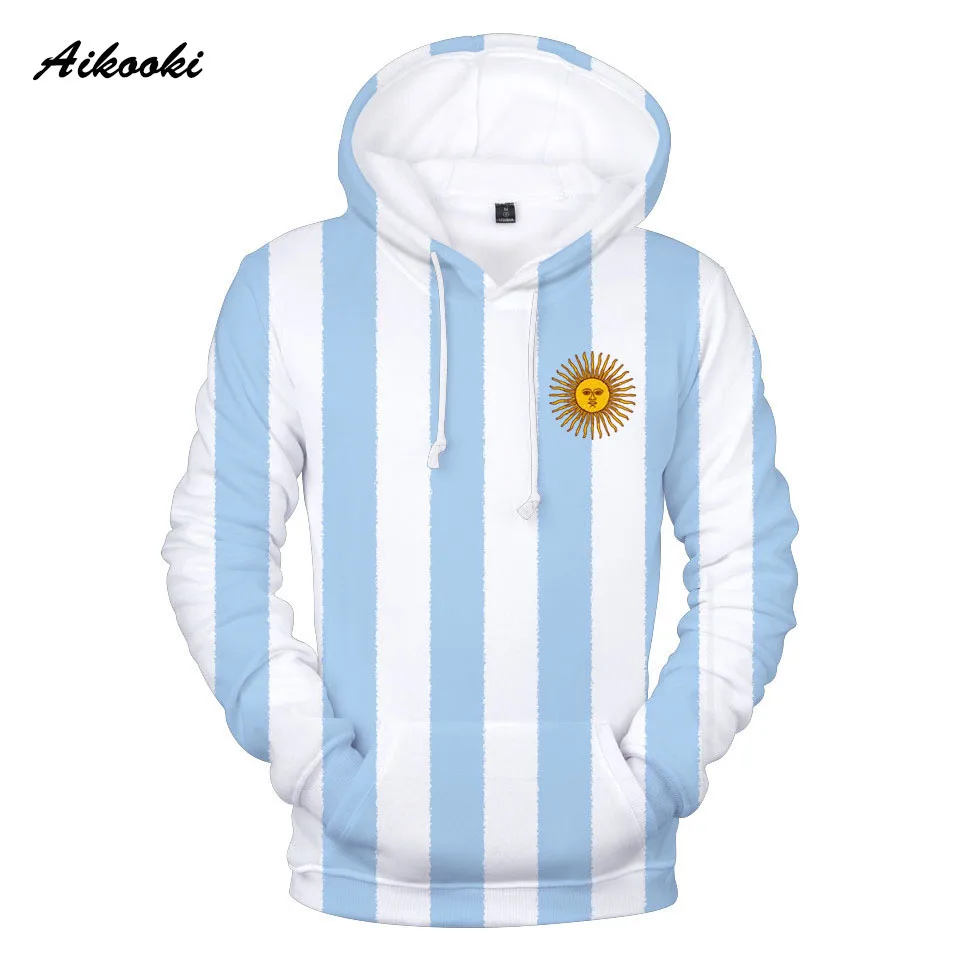 Aikooki New Argentina National Flag 3D Hoodies Sweatshirt Boys/girls Hooded 3D Print Argentine Flag Spring/Autumn Tops Polluvers