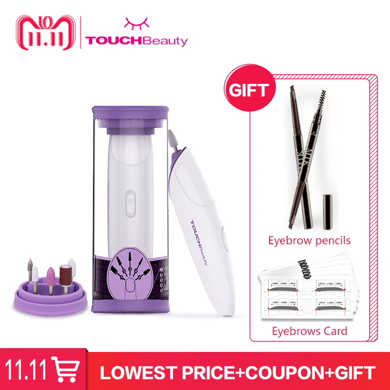 

TOUCHBeauty Electric Manicure and Pedicure Set 5 in 1 Nail Drill with LED Light Nail Buffer Polisher Nail Care TB-1333P (Purple)