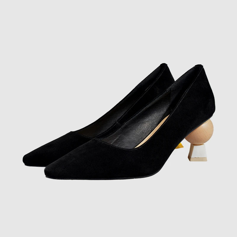 Cuero Khaki Nuevo Asimétrico 2019 Señora Bonjomarisa Bombas Zapatos Alto Oficina negro Genuino Tacón Calidad De 34 Todo Mujer 42 Primavera PUqwywcp5