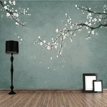 

3d creative wallpaper hand-painted flowers and birds figure TV background wall professional custom mural wallpaper