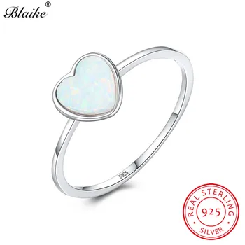

Blaike Rainbow Green Blue White Fire Opal Rings For Women 925 Sterling Silver Heart Ring Engagement Wedding Bands Fine Jewelry