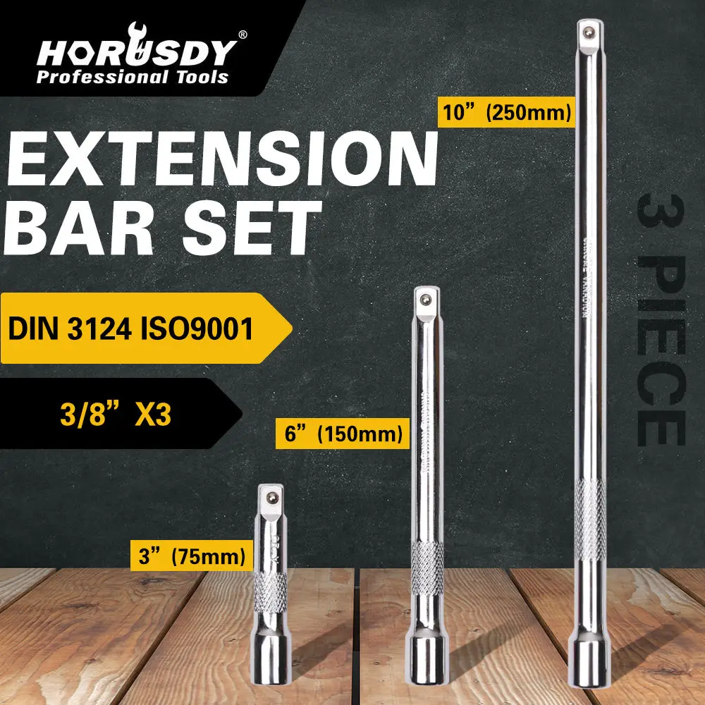 

HORUSDY Long Wrench Socket Extension Extender Bar Set 3" 6" 10" Drive Ratchet Wrench Socket Power Tool Hand Tool Accessories